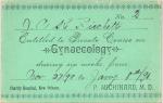 Green colored medical ticket with black lettering dated 1890-1891.
