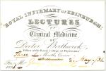 White colored medical ticket with black lettering and brown handwriting dated 1836.