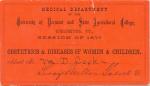 Orange colored medical ticket with black lettering dated 1870.