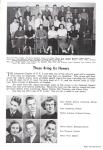 Yearbook page showing a group photo of 27 people with captioned names, a section titled 'These Bring Us Honors' about Longmont High's N.F.L. chapter, and six individual portraits of members with names and titles.