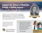Magazine ad for the CU School of Medicine featuring Nancy Nelson, MD. It promotes the Nancy Nelson Endowed Award, includes a quote from Jim Nelson, MD, contact info for Travis Leiker, a vintage portrait of Nancy, and a color photo of Nancy with her brother Jim.
