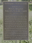 Bronze memorial plaque at Krugman’s Memorial Garden, University of Colorado Anschutz Campus, honoring Mary E. Krugman, PhD, RN, NEA-BC, FAAN.