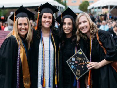 CU Anschutz students posing for graduation photo