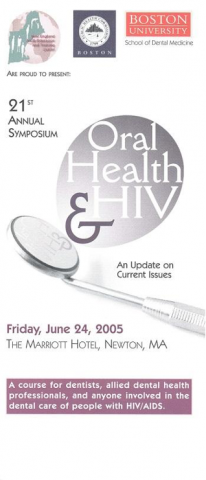 A brochure for a symposium on oral health and HIV on June 25, 2005 in Newton, Massachusetts