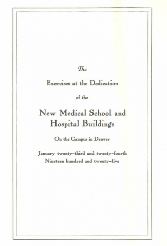 Dedication booklet for the New Health Sciences Center at 9th Ave. 
