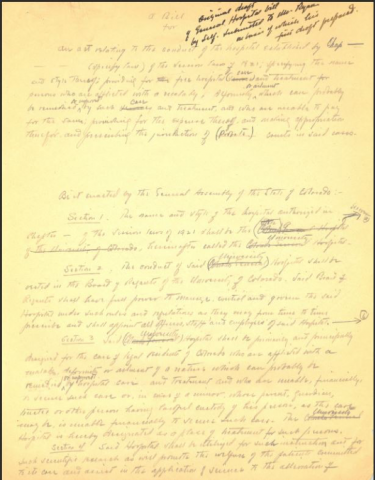 Example of handwritten draft for the new Health Sciences Center