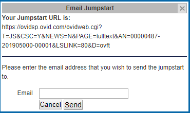 Ovid Email Jumpstart form with email field available.