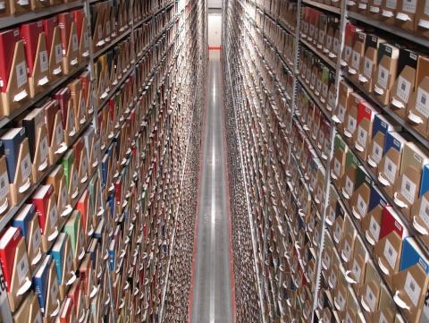 Aerial view of very tall shelving in PASCAL.