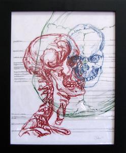 Skull - Prismacolor pencil on mylar by Debra Currier-Miller