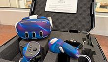 Meta Quest 3 with controls in padded case.