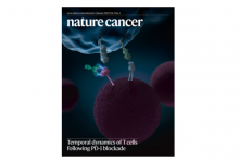 Nature Cancer eJournal cover from February 2022 showing rocks stacked into a tall formation with a crab skeleton in the shadows.