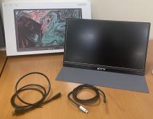 Portable computer screen with cables