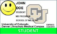 CU Anschutz Student id badge