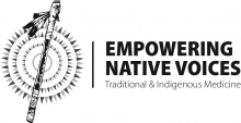 Empowering Native Voices conference logo with a talking stick.