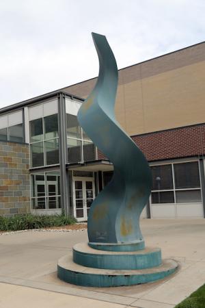 Abstract art sculpture in the front of PASCAL building.