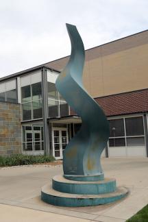 Abstract art sculpture in the front of PASCAL building.